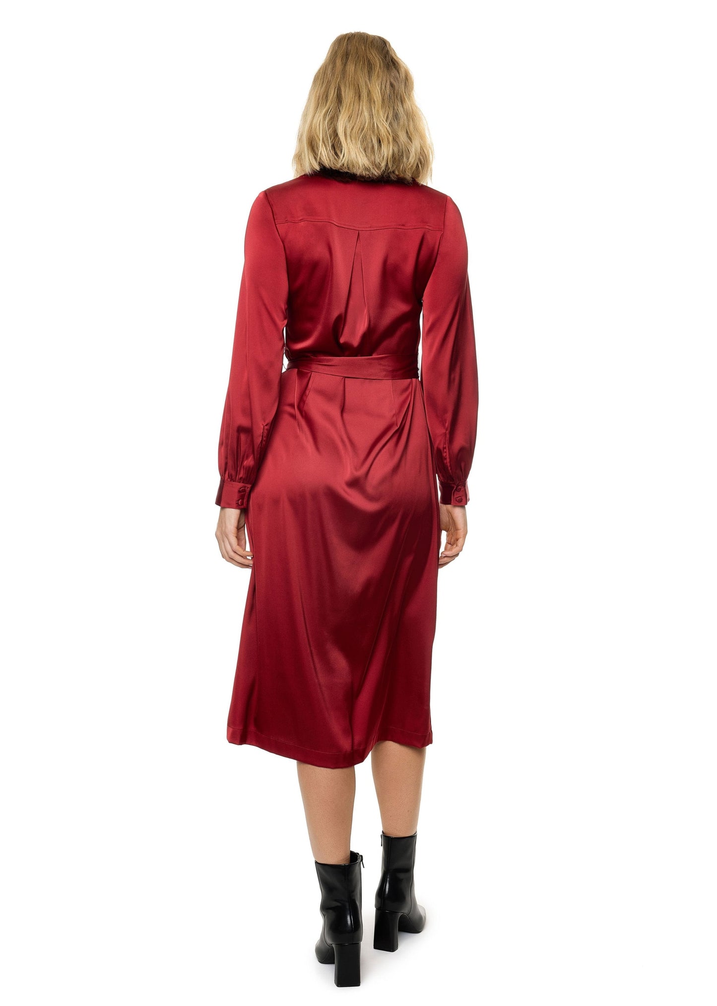 Button Down Long Sleeve Shirt Dress ( Solid )