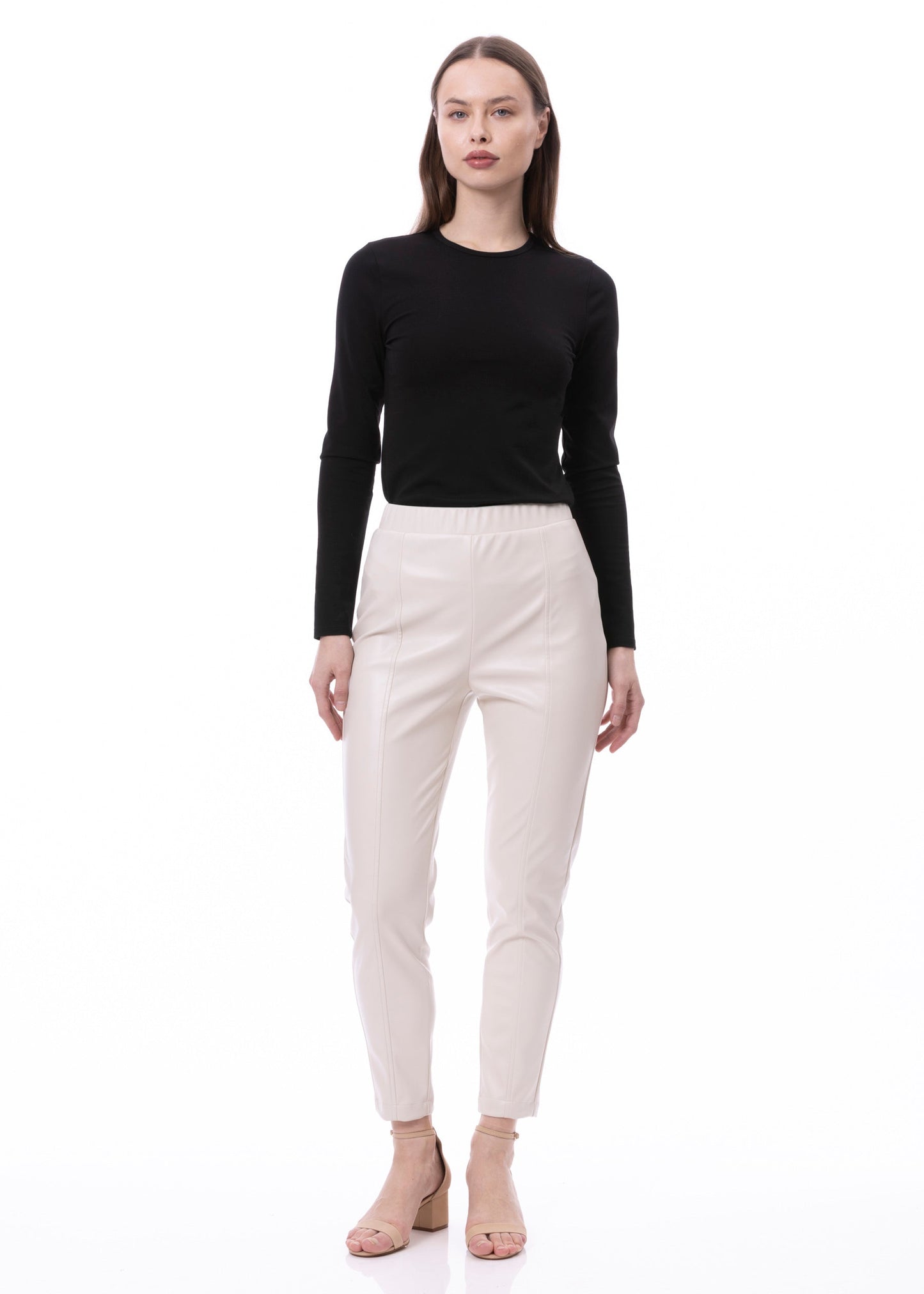 PU Leather Skinny Cigarettes Pant (Solid)