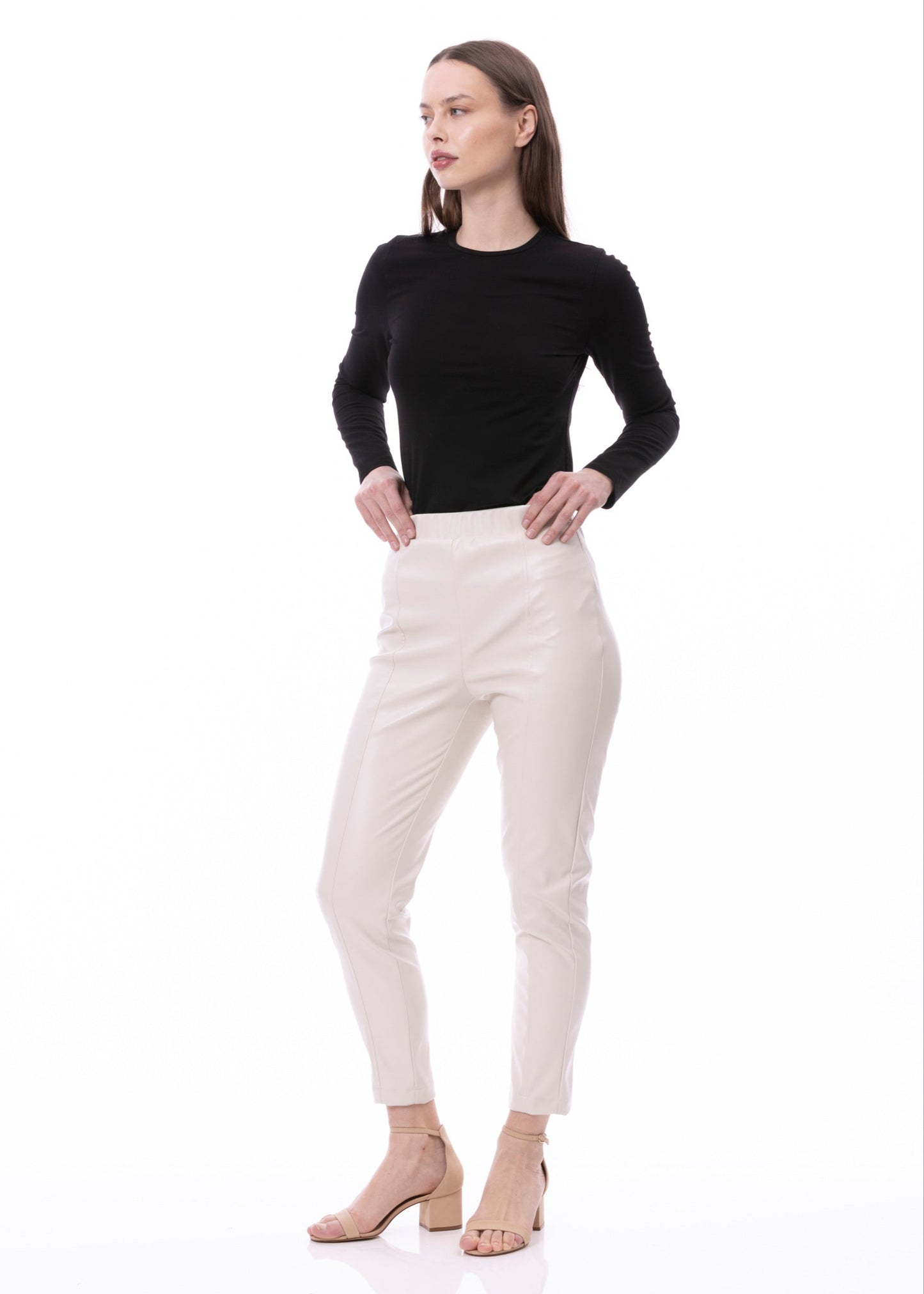 PU Leather Skinny Cigarettes Pant (Solid)