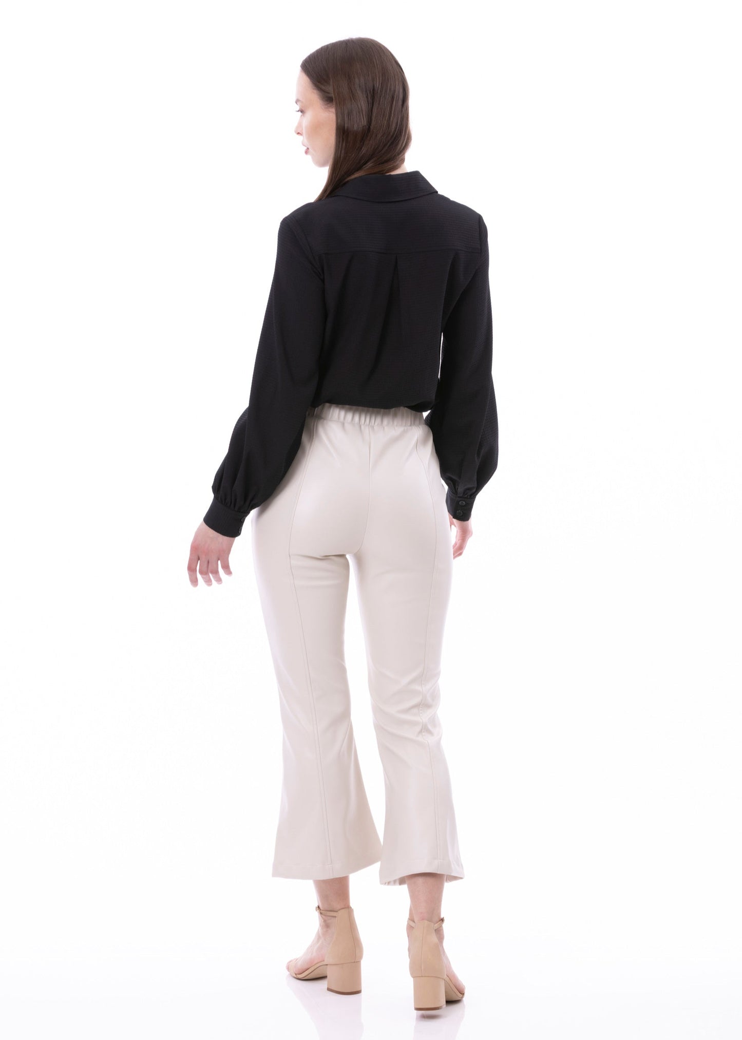PU Leather Skinny Flare Pant (Solid)