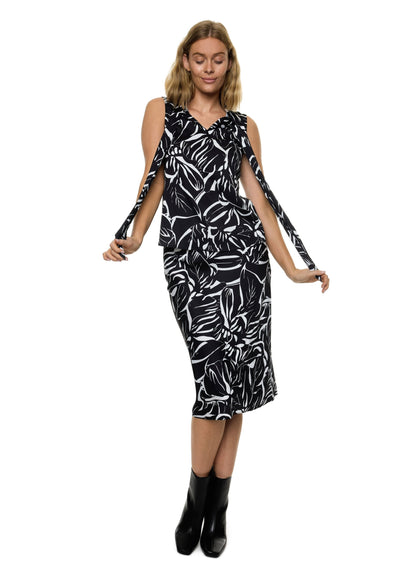 Bow Tie Sleeveless Blouse (Print)