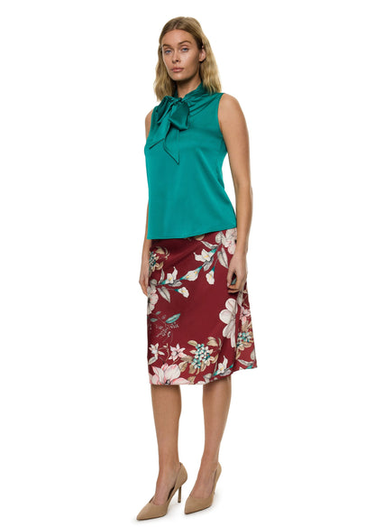 Bow Tie Sleeveless Blouse (Solid)