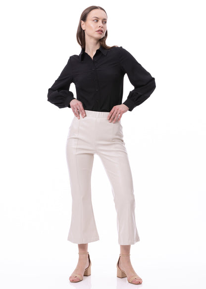 Button Down Long Sleeve Striped Satin Jacquard Shirt In Black Solid